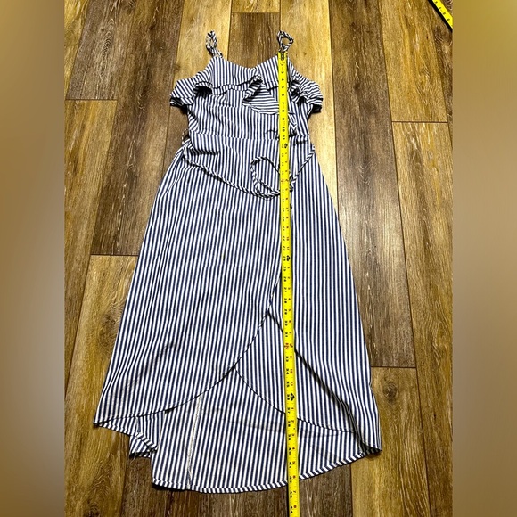🛍️a new day white,blue-striped ruffle slip dress size XS stretch - Picture 7 of 9
